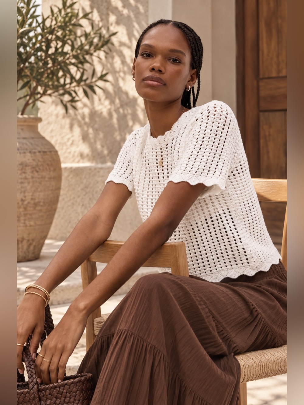 Gap Textured Knit Short-Sleeve Sweater – Small